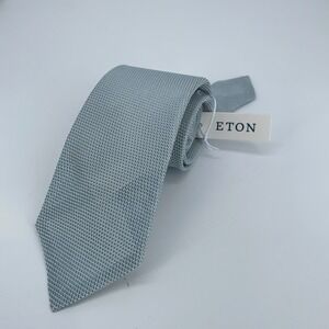 Eton Tie Mens One Size Blue Silk Classic Fit Professional Necktie Italy Made NWT